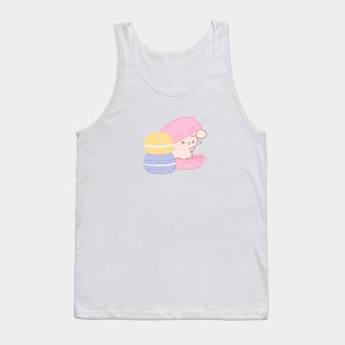 Adorable Bunny Rabbit Nestled Inside a Giant Macaroon - A Sweet Fantasy! Tank Top